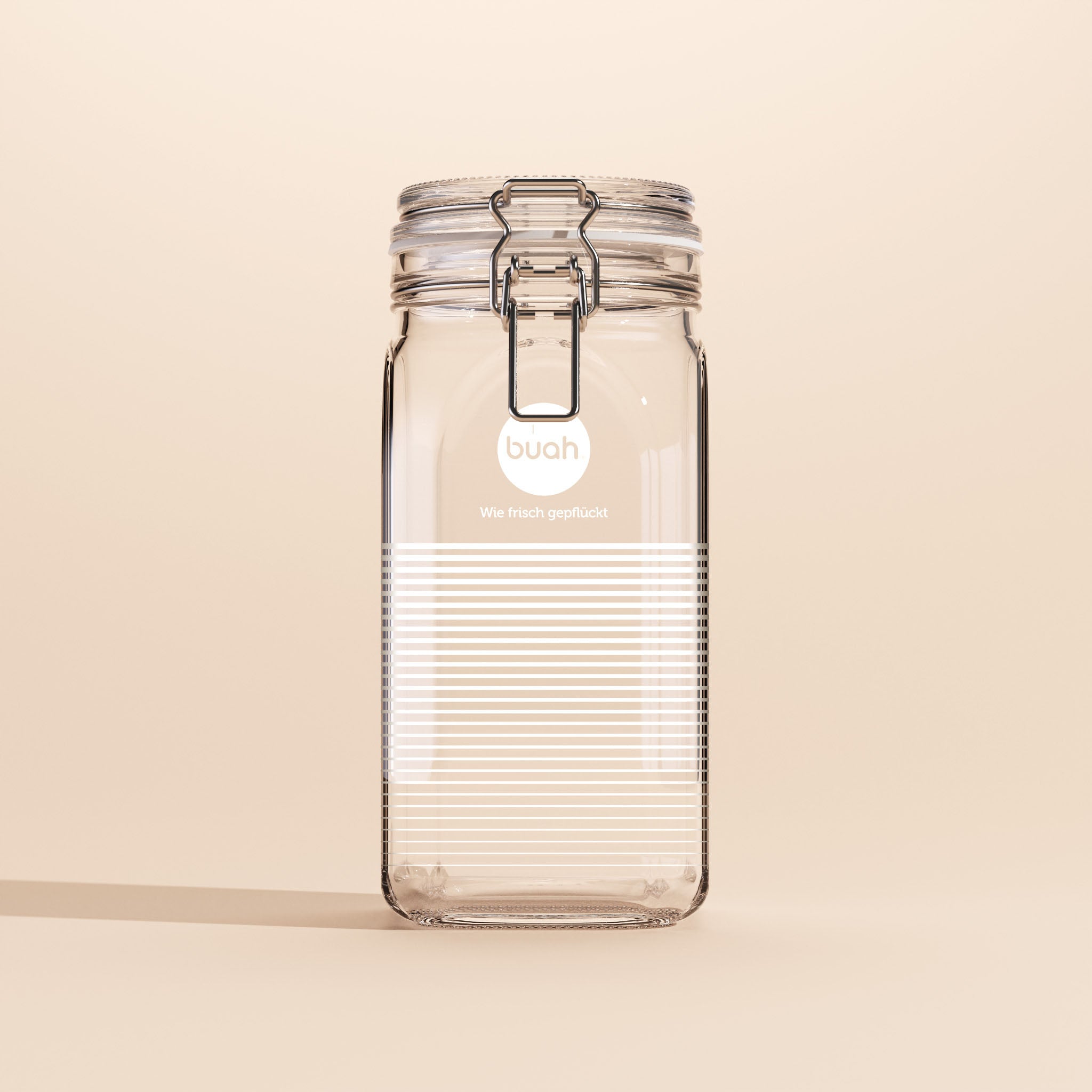 buah Nachfüllglas aus Glas mit Bügelverschluss am Deckel und weißem streifenförmigem Druck Endless Sea 